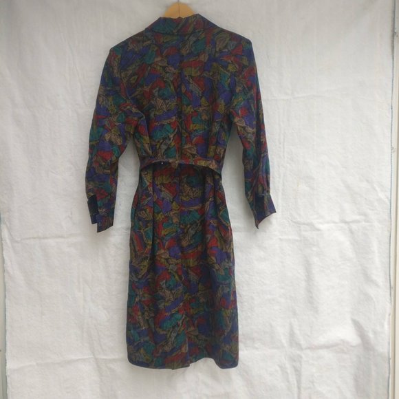 Pure wool duster Trench dress, 100%Wool Belted Dress with lining & pocket Medium - Picture 7 of 11